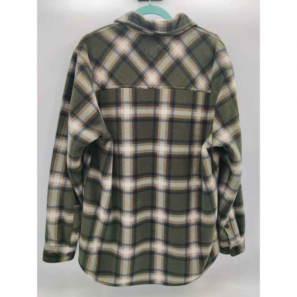 Freedom Foundry Men's L/G Green Plaid‎ Sherpa Lined Fleece Shirt Jacket